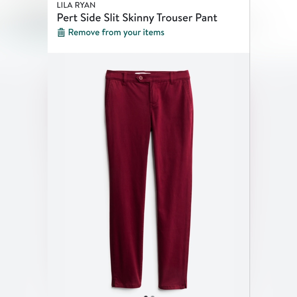 Lila Ryan maroon skinny trousers